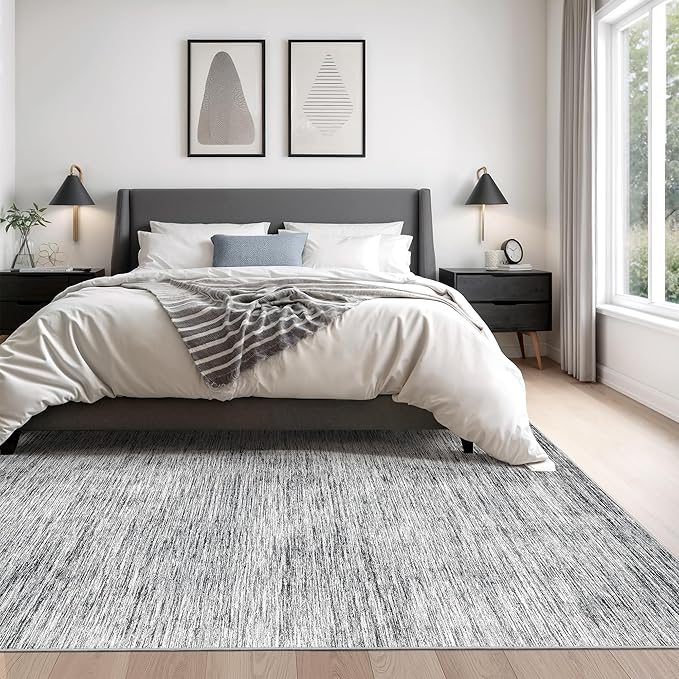 Valenrug Washable Rugs 6x9 - Non Slip 6x9 Area Rugs for Living Room, Stain Resistant Area Rugs for Bedroom, Foldable Machine Washable Area Rug(6'x9', Black)