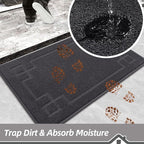 BEQHAUSE Door Mat 20" x 32", Non-Slip Door Mats Indoor Entryway Rugs Washable Low-Profile Absorbent and Stain Resist Floor Mats, Dog Door Mat for Front Back Door, Muddy Wet Shoes & Paws, Dark Grey