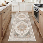 2x6 Vintage Runner Rug Low Pile Runners Non-Slip Machine Washable Rug Retro Distressed Print Lightweight Carpet for Hallway Kitchen Living Room Bedroom Laundry Room