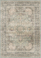 5X7 Area Rugs for Living Room - Large Washable Rugs 5x7 Vintage Rug Throw Low Pile Rug Non-Slip Distressed Carpet for Bedroom, Office, Kitchen,Entryway, Dining Room, Olive Charcoal