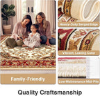 Well Woven Barclay Collection Medallion Kashan Ivory 6x9 Oval Rug - for Living Room, Bedroom, and Dining Room