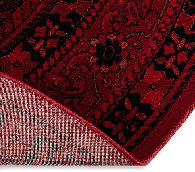 Unique Loom Tekke Collection Area Rug - Sheibani (7' 11" Round, Red/ Black)