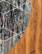 Unique Loom Trellis Frieze Collection Area Rug - Geometric (3' Round, Blue Multi/ Ivory)