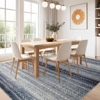 Nakagishi Area Rugs 9x12 Living Room Rug: Washable Boho Large Neutral Modern Soft Stain Resistant Indoor Floor Non-Slip Moroccan Accent Carpet for Bedroom Nursery Kid Playroom Office Dining Room- Blue
