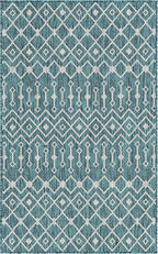 Unique Loom Outdoor Trellis Collection Area Rug - Tribal Trellis (3' 3" x 5' 3" Rectangle, Teal/ Ivory)
