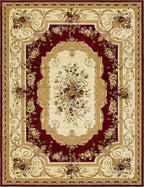 Unique Loom Versailles Collection Traditional Classic Floral Motif Area Rug (10' 0 x 13' 0 Rectangular, Burgundy/ Ivory)