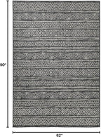 FH Home Flat Woven Outdoor Rug - Waterproof, Easy to Clean, Stain Resistant - Premium Polypropylene Yarn - Striped Boho - Patio, Porch, Deck, Balcony - Amman - Charcoal - 5ft 2in x 7ft 6in