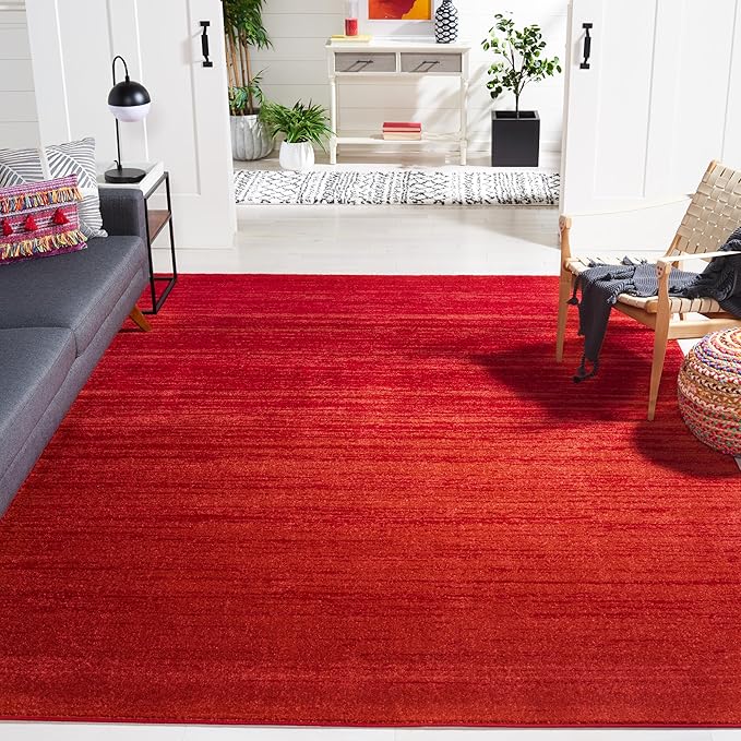SAFAVIEH Area Rug 9x12 - Adirondack Collection - Large - Red & Grey, Modern Ombre Design, Non Shedding & Easy to Clean, Ideal for Living Room, Bedroom, Office, Dining Space (ADR113Q)