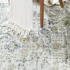 jinchan Kalen Runner Rug 3x7 Washable Hallway Rug Vintage Runner Indoor Floor Cover Thin Retro Distressed Floral Country Non Slip Carpet for Entryway Bathroom Kitchen Bedroom Living Room Stairway Blue