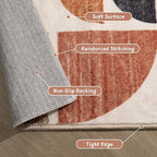MUJOO Boho Runner Rug Washable,2x6 Area Rugs for Hallways Kitchen Bathroom Bedroom Entryway,Non Slip Carpet Long Mat Indoor,Soft Modern Abstract Bohemian Terracotta