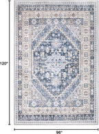 zesthome 8x10 Area Rugs for Living Room,Non-Slip Backing Washable Rugs,Vintage Large Area Rug,Stain Resistant Home Decor Rug (Blue/Beige,8'x10')