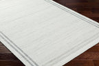 Mark&Day Wool Rugs, 2x3 Janmichael Solid and Border Gray/Ivory Area Rug, Grey Ivory Black Carpet for Living Room, Bedroom or Kitchen (2' x 3')