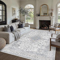 HUGEAR Machine Washable Area Rugs 9x12 Vintage Blue Large Living Room Bedroom Rug Neutral Style Non Slip Stain Resistant Low Pile Throw Carpet for Home Retro Aesthetic Modern Decor