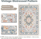 XWZO Entryway Area Rug 2x3ft — Soft Vintage Low Pile Non-Slip Door Floor Mat for Bedroom Bathroom Kitchen Laundry, Spill Resistant Washable Small Indoor Carpet for Doorway Entrance, Colorful