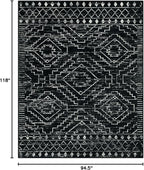 Wonnitar Moroccan 8x10 Area Rugs for Living Room, Washable Large Black Rug for Bedroom, Non-Slip Soft Thin Stain Resistant Boho Tribal Floor Carpet for Dining Guest Room Office (Black,8'x10')