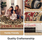 Well Woven Barclay Collection Medallion Kashan Black 5 ft Round Rug - for Living Room, Bedroom, and Dining Room