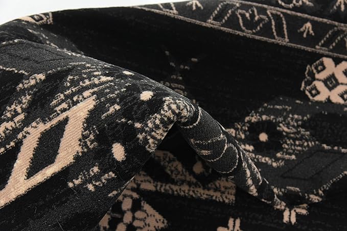 Unique Loom Taftan Collection Border Geometric Tribal Inspired Design Area Rug (7' 0 x 10' 0 Rectangular, Black/ Gray)