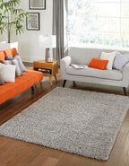 Unique Loom Solid Shag Collection Area Rug (4' 1" x 6' 1" Rectangle, Cloud Gray)
