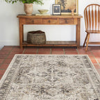RUGGABLE Washable Vintage Area Rug – Kamran Hazel 6x9, Stain-Resistant, Non-Slip – Medium Machine Washable Rugs for Living Room, Bedroom, Hallway, Entryway & Office–with Cushioned Pad