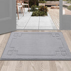 BEQHAUSE Door Mat 24" x 36", Non-Slip Door Mats Indoor Entryway Rugs Washable Low-Profile Absorbent and Stain Resist Floor Mats, Dog Door Mat for Front Back Door, Muddy Wet Shoes & Paws, Light Grey