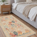 Bavni Kitchen Rug 2x5 Runner Rugs for Hallways Entryway, Washable Vintage Print Carpet, Ultra-Thin Chenille Low Pile Lightweight Rug with Non Slip Backing, Retro Multi