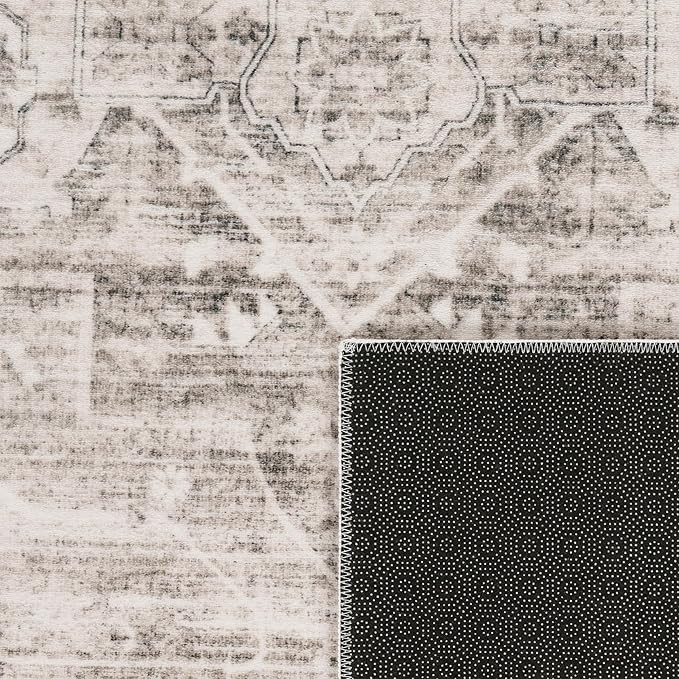 Paco Home Area Rug Modern Oriental Design in Vintage Look in Beige, Size: 6'7" x 9'2"
