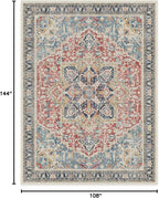 RUGGABLE Washable Vintage Area Rug – Kamran Cayenne Red 9x12, Stain-Resistant, Non-Slip – Large Machine Washable Rugs for Living Room, Bedroom, Hallway, Entryway & Office–with Cushioned Pad