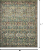 Loloi Magnolia Home by Joanna Gaines Sinclair Collection SIN-03 Turquoise/Multi 7'-6" x 9'-6", .25" Pile Height, Machine Washable, Area Rug