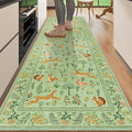 DUKINO 2.6x8 Rug for Hallway, Washable Kitchen Runner Rug with Non Slip Backing, Soft Low Pile Vintage Animal Runner for Bedroom, Kitchen, Hallway, Entryway, Laundry, Light Green