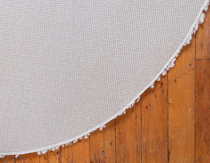 Unique Loom Davos Shag Collection Area Rug - Solid (2' Round, Linen)