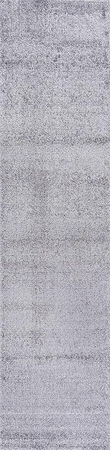 Eyely UES100A-212 Supersoft Haze Solid Low-Pile Indoor Runner Rug, Coastal, Bohemian, Minimalist, Classic, Casual for Bedroom,Kitchen,Living Room,Non Shedding,Easy-Washing, Gray, 2 X 12