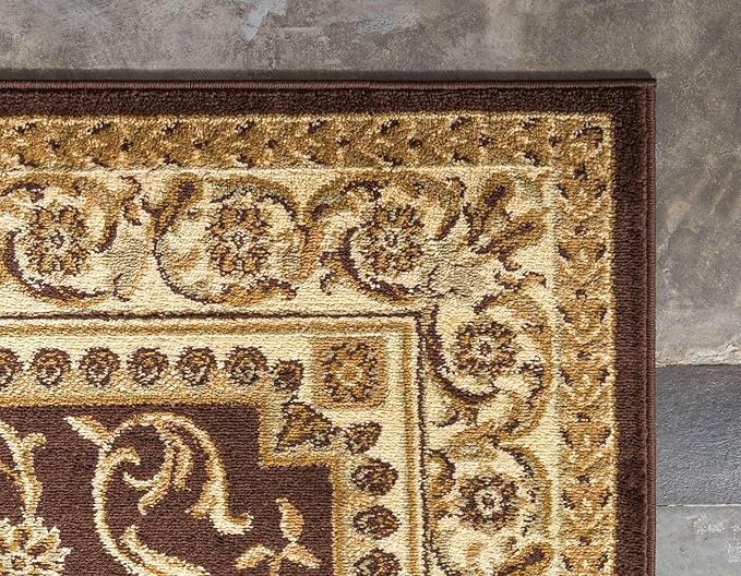 Unique Loom Versailles Collection Traditional Classic Medallion Floral Motif Area Rug (3' 3 x 5' 3 Rectangular, Brown/ Ivory)
