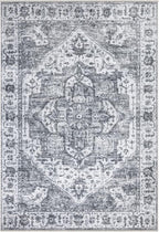Bloom Rugs Caria Washable Non-Slip 9x12 Rug - Silver/Dark Gray Traditional Area Rug for Living Room, Bedroom, Dining Room, and Kitchen - Exact Size: 9' x 12'