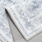 Area Rug 5x7 Washable Blue Rug Vintage Boho Medallion Large Distressed Retro Carpet for Living Room Non Slip Indoor Low Pile Small Soft Bedroom Dining Room Home Office