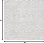 SAFAVIEH Tulum Collection Area Rug - 8' Square, Light Grey & Ivory, Moroccan Boho Tribal Design, Non-Shedding & Easy to Clean, Ideal for Living Room, Bedroom, Dining Space (TUL272F)
