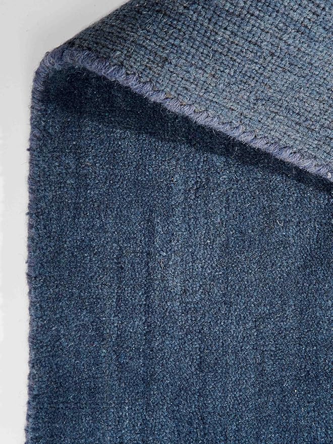 Rugsotic Carpets Hand Knotted Gabbeh Wool 6'x9' Area Rug Solid Blue L00111