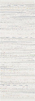 SAFAVIEH Rag Rug Collection Runner Rug - 2'3" x 20', Ivory & Multi, Handmade Boho Stripe Cotton, Ideal for High Traffic Areas in Living Room, Bedroom (RAR121G)