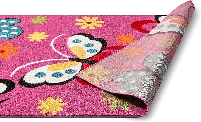 Well Woven Modern Rug Daisy Butterflies Pink 3'3'' x 5' Accent Entry Way Bright Kids Room Kitchn Bedroom Carpet Bathroom Soft Durable Area Rug