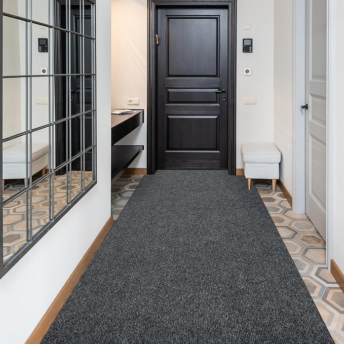 jxgzyy Runner Rugs 2'11" x 16'5", Non Slip Entrance Doormat, 0.25” Thickness Indoor Outdoor Carpet Runner with Rubber Backing, Waterproof Custom Size Heavy Duty Floor Mat for Hallway Laundry Patio