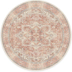 RUGGABLE Washable Area Rug – Kamran Rose Pink 8 ft Round, Stain-Resistant, Non-Slip – Large Machine Washable Rugs for Living Room, Bedroom, Hallway, Entryway & Office–with Standard Pad