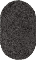 Unique Loom Solid Shag Collection Area Rug (3' 3" x 5' 3" Oval, Graphite Gray)