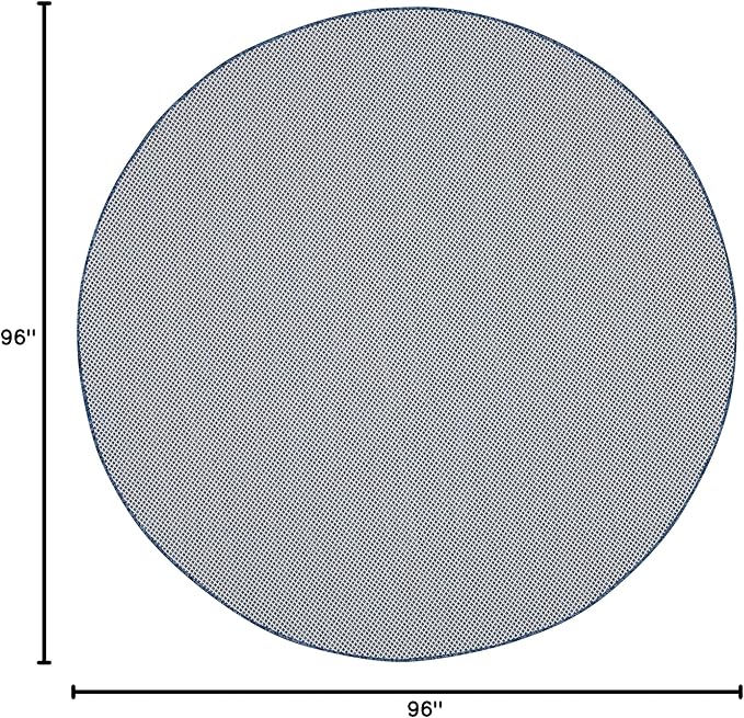 Nourison Home Courtyard Ivory Blue 8' x Round Area Rug - Easy Clean, Non Shedding, Bed Room, Living Room, Dining Room, Kitchen (8' x Round)