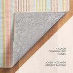 Dash and Albert Ana Ticking Machine Washable Area Rug - 5' x 8' Aqua Stripe Washable Accent Rug - Durable, High Traffic Area Kitchen, Hallway, Bedroom