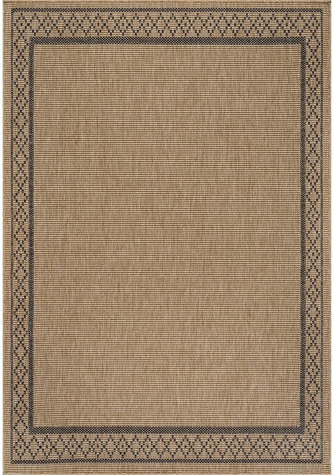 Easy Jute Rugs 6x9 Frame Natural Color Living Room Indoor Outdoor Area Rug for Patio and Kitchen Rug High Traffic Washable Easy to Clean Solid Boho Woven Design Carpet (6 x 9)