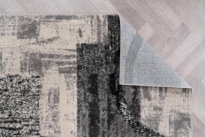 Rugshop Contemporary Circle Design Area Rug, Fade-Resistant Carpet for Bedroom, Dining Room, or Home Office, Cream, 6'6" x 9'