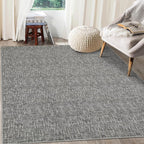 RUGSREAL Living Room Area Rug 9x12 Machine Washable Rug Non-Slip Stain Resistant Modern Abstract Rug Contemporary Accent Throw Floor Carpet for Dining Room Solid Area Rug for Home Office, Grey