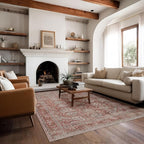 Kuden 5x7 Area Rug, Machine Washable Area Rug with Non-Slip Backing, Vintage Style, Soft, Easy Clean, Low Pile Rug for Living Room, Bedroom, Dining Room