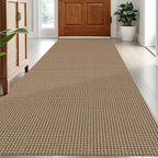 IOHOUZE Washable Runner Rug 3x8 Non Slip Rubber Backed Wide Hallway Runner Entryway Runner Indoor, Woven Kitchen Rugs Cotton Floor Carpet for Hall Entrance Bedroom, Orange/Tan/Brown