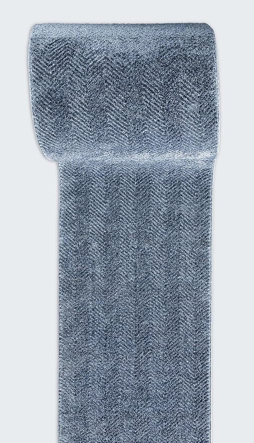 Well Woven Custom Size Hallway & Stair Runner- Harlow Pompeii Blue 31 Inches Wide x 6 Feet Long Runner (31" x 6') Runner Rug - Modern Chevron Pattern, Ultra-Soft, Easy-Clean