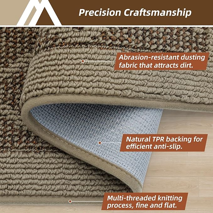 COSY HOMEER Non-Slip Door Mat 32"x48", Entryway Rugs Low Profile Absorbent Dirt Trapper Doormat for Front Entrance, Washable Polypropylene Entry Mat (Beige)